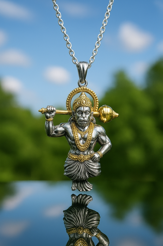 Jai Hanuman Gold-Silver Pendant with Chain